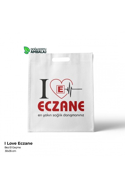 Cpost Eczane Poşeti Bez I Love Eczane Temalı El Geçme Eczane Çantası 30x35cm ...