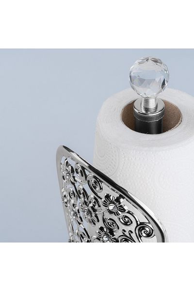Hinora STONE PEARL TIGE PAPER TOWEL RACK CRYSTAL STONE METAL SILVER
