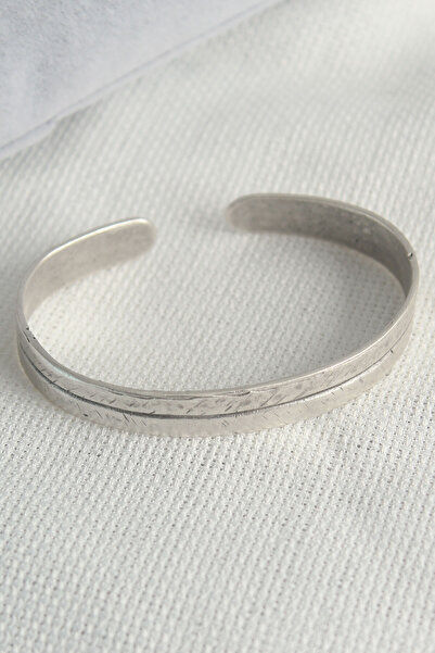 REKA MODA Ανδρικό βραχιόλι - Αυθεντικό μοντέλο, ασημί χρώμα, με λεπτομέρεια με μοτίβο