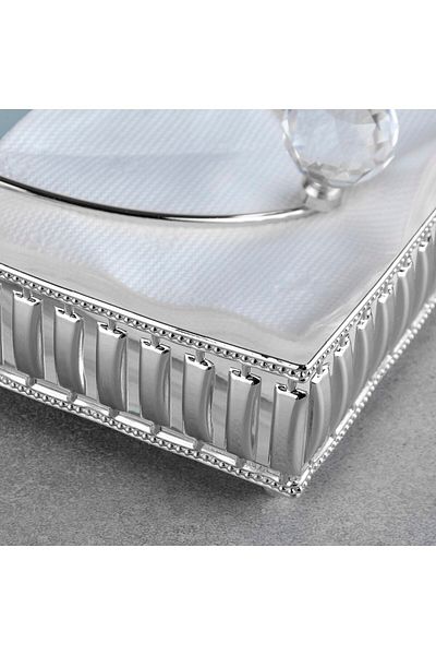 Hinora Silver Color Hürrem Square Mirrored Metal Horizontal Napkin - Kite-Free, 18x18 Cm