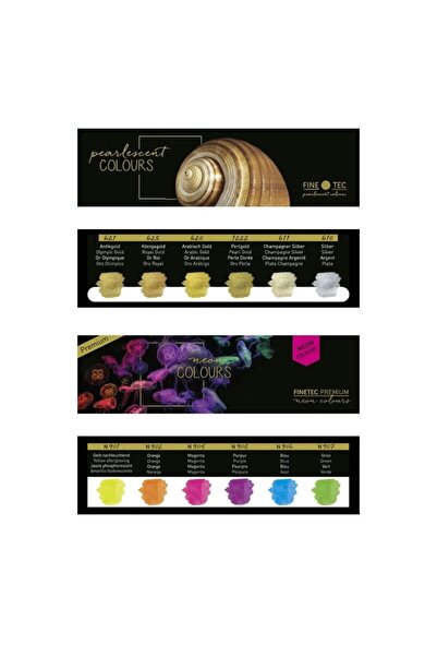 finetec Pearlescent Sulu Boya Seti Yaldız 6 Renk+ 6 Renk Neon Suluboya SETLERİ