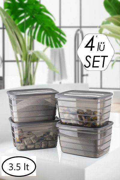MAVİKÖY 3.5lt 4-Pack Food Pulses Storage Container, Detergent Container, Flour, Tea Storage Container