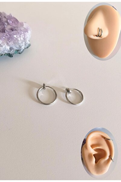 Bylin Sahte Yaylı Piercing /earcuff / Fake Septum /sahte Halka Küpe- 2 Li Set
