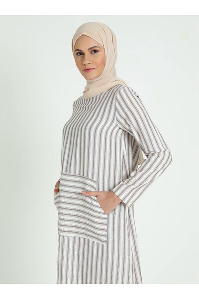 Tavin Kangaroo Pocket Hijab Dress - Mink - Tavin