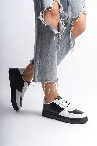 Moda Değirmeni Černo-bílo-černé dámské tenisky BG1003-101-0001