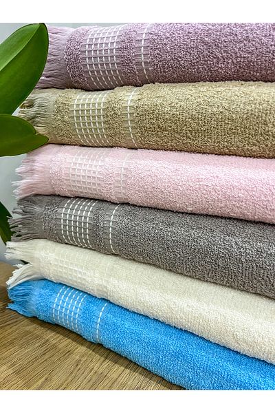 AYHANHOME Set of 6 40x80 Cm Jacquard Legged 100% Cotton Hand and Face Towels