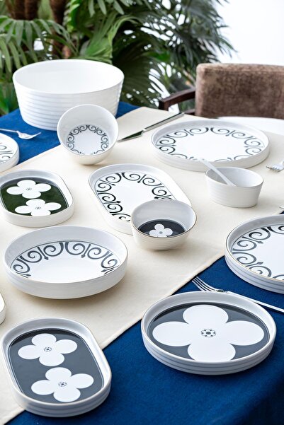 ACAR Porselen 6 Kişilik 45 Parça Kahvaltı & Yemek Takımı - Yüksek Kaliteli