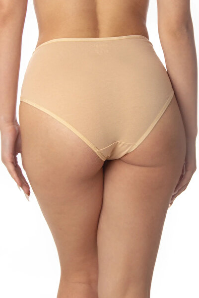 Boubon Co Chiloți crem pentru femei din bumbac pieptănat și lycra cu talie înaltă Ceylanoğlu