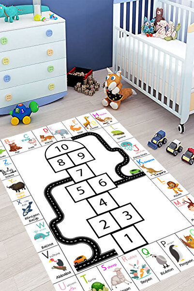 eco concept Seksekli Halı, Araba Yolu, Çocuk Halısı, Harfli, Leke Tutmaz, Yık...