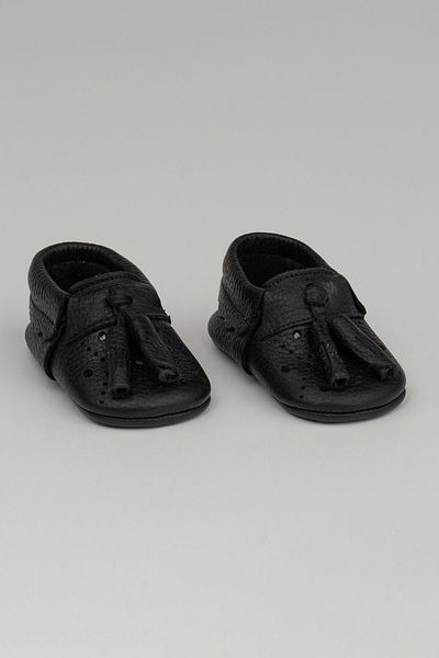 Deriza Tasseled Genuine Leather Baby Moccasin Black