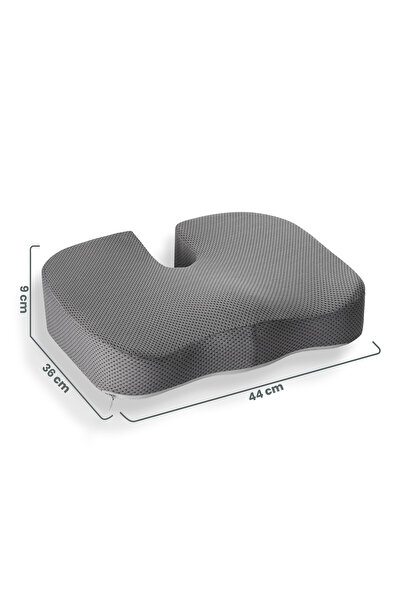 Viscofoam Ortopedik Oturma Minderi Hemeroid Kuyruk Sokumu Coccyx Oturma Minderi Visco Minder Gri