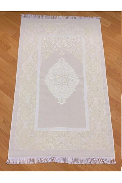 skycott Luxury Light color ottoman chenille prayer mat with rosary gift,patterned fringed pocketing taffeta prayer mat