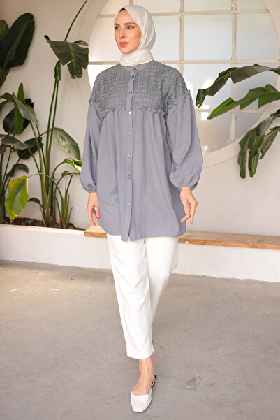 benguen 2028 Knitted Patterned Shirt Gray