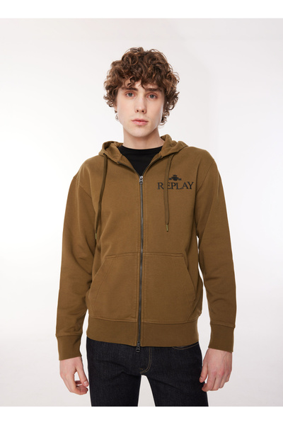 Replay Kapüşon Yaka Haki Erkek Sweatshırt M6528 238 Army Green