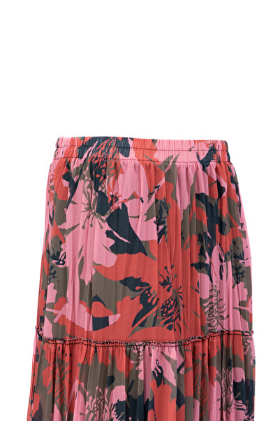 Oppland Γυναικεία φούστα σιφόν με επένδυση Premium Φύλλα με μοτίβο ελαστική μέση Άνετη κοπή