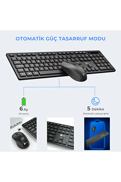 Lecoo Kw201 Kablosuz Türkçe Q Klavye & Mouse Set Siyah