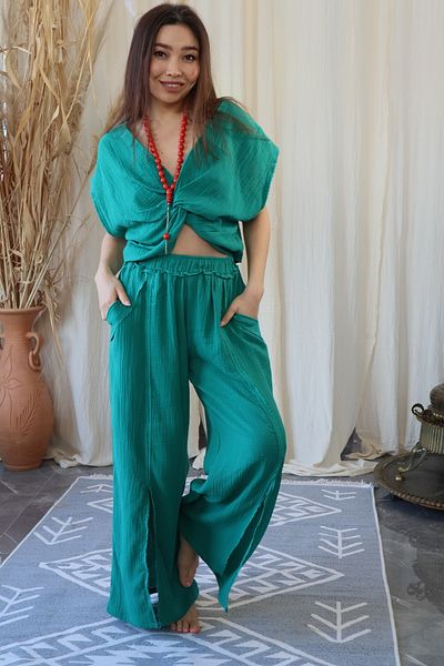 Su Koleksiyon Karma Muslin Blouse and Trousers Set