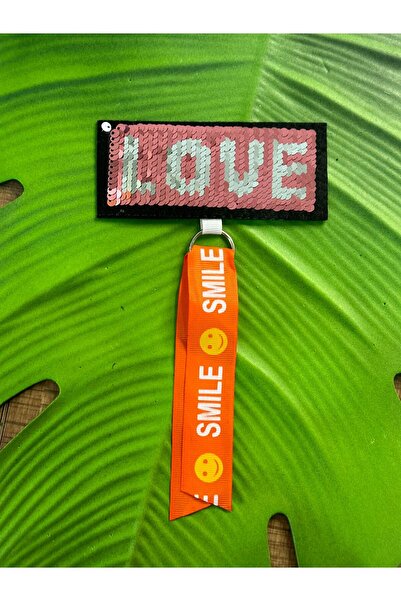 Gönülden Tasarım 12X5 CM FERĂȚI ADESIVĂ CU PAYETE SMILE FACE LOVE TEXT EMBLEM...
