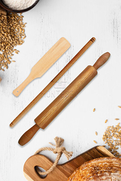 MONTESEV Zambak Serisi Ahşap Hamur Açma Oklavası Merdanesi Börek Seti 3 Lü Se...