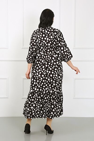 By Alba Collection Жіноче біле плаття з мереживним коміром, довгими рукавами, бавовняно-віскозне, великі розміри