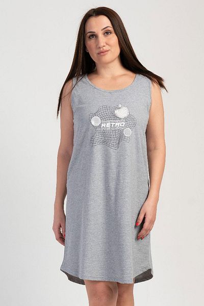 VİENETTA Γυναικείο Plus Size Zero μανίκι γκρι μελανζέ χιτώνα C7T7N1113