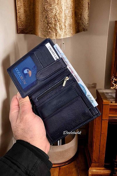Dodo4men Ανδρικό πορτοφόλι από γνήσιο δέρμα Navy Blue (12CM X 9CM)