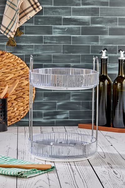 Vienev 2 Tiers Rotating Organizer Spice Organizer Kitchen Organizer Transparent