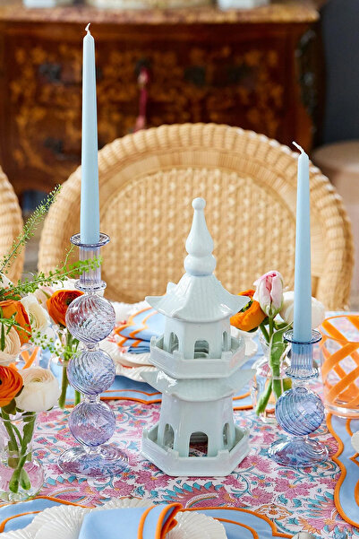 SANAT SEPET İŞLERİ Pastel Renk Konik Şamdan Mum - 4' Lü Set