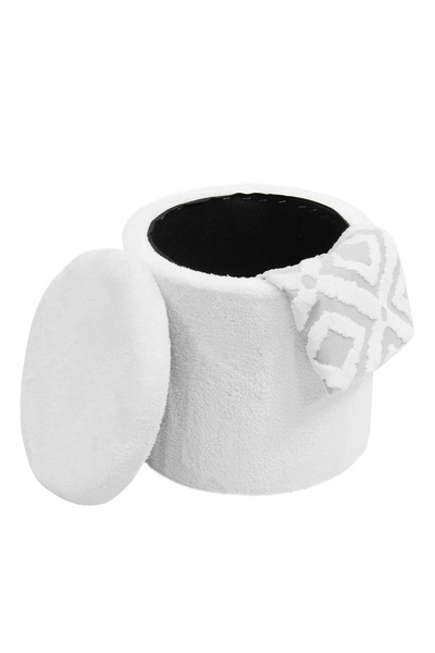 Zem Rennes Sandıklı Puf, Welsoft Kumaş Beyaz