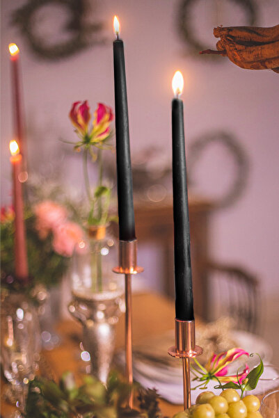 SANAT SEPET İŞLERİ Pastel Renk Konik Şamdan Mum - 2' Li Set