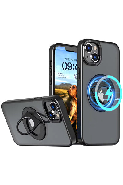 Ally iPhone 14 - iPhone 13 İçin Magsafe Uyumlu Yüzük Standlı Manyetik Silikon...