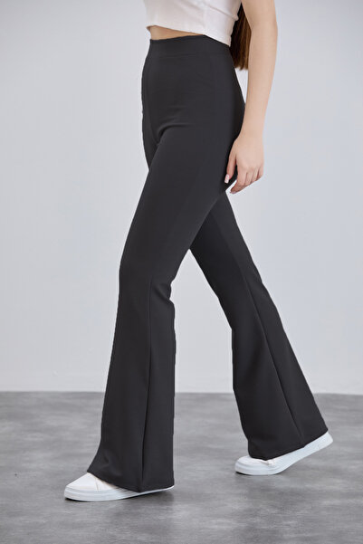 Yeşilyurt Corset Kadın Siyah Krep Ispanyol Paça Beli Lastikli Yüksek Bel Likr...