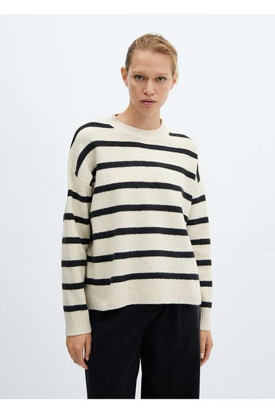 MANGO Woman Round neck striped sweater