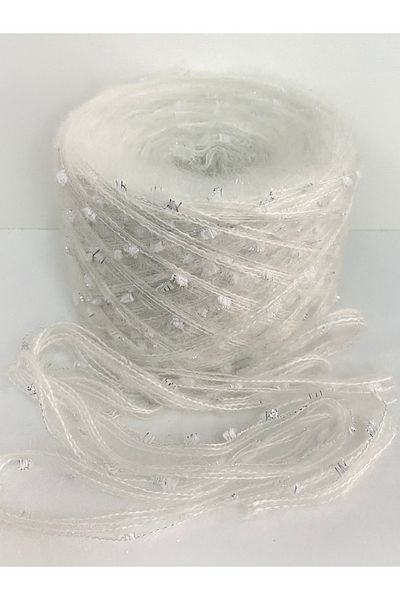 göçer Moher cream λεπτό ασημί γκλίτερ πεταλούδα σχέδιο πουπουλένια 100 γρ