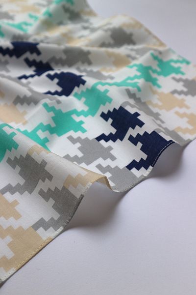 THE MOON Houndstooth Patterned Beige Cotton Scarf Bandana