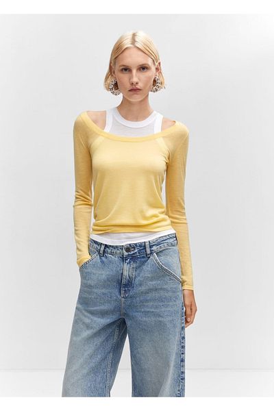 MANGO Woman Low-cut Wool Sweater