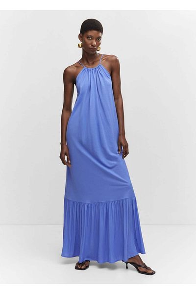 MANGO Woman Rochie maxi cu spatele incrucisat