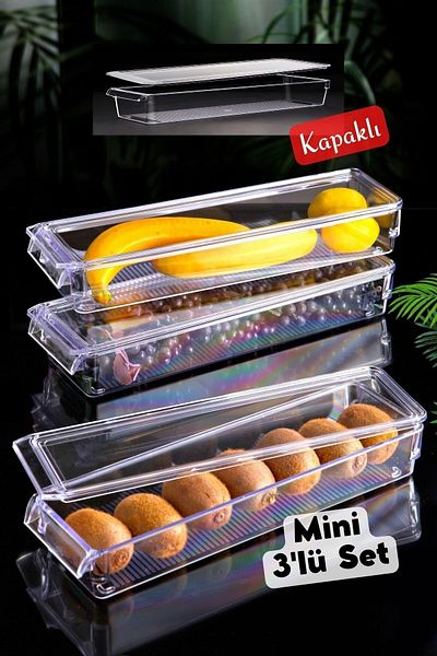 Nandy Home Καλυμμένο Mini New Clear Organizer Ψυγείου & Ντουλάπας 3 Τεμάχια