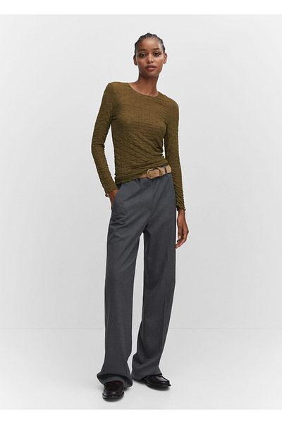 MANGO Woman Ruffle long-sleeved T-shirt