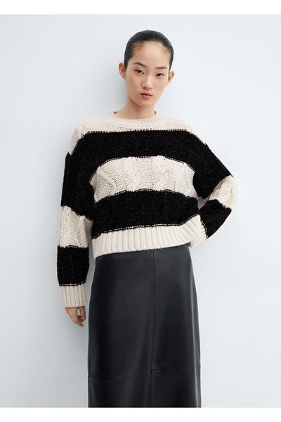MANGO Woman Gestreifter Lurexpullover