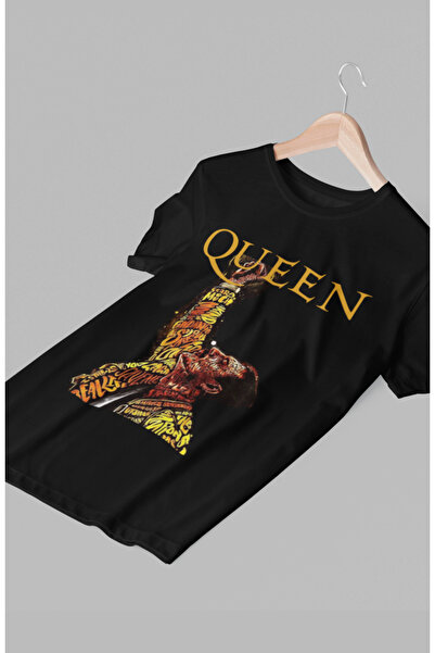 Fuddy Moda تي شيرت مطبوع عليه الملكة كبير الحجم للجنسين، تي شيرت بطابع روك ميتال