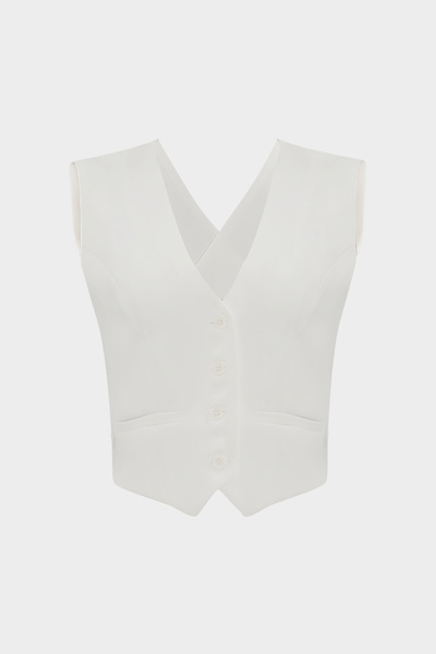 Açelya Okcu Premium Sırtı Çapraz Detaylı Kadın Krep Yelek