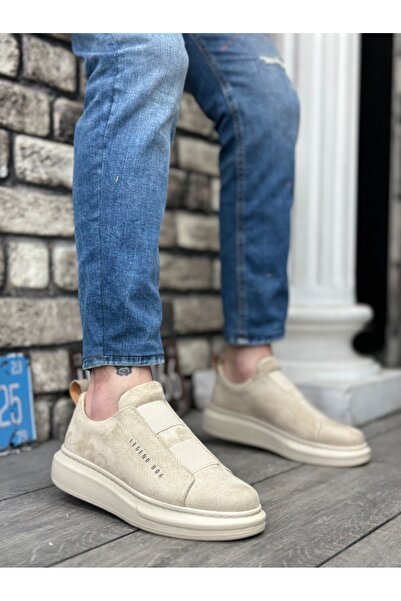 BOA BA0307 BOA Thick Suede High Sole Double Tape Beige Men's Shoes