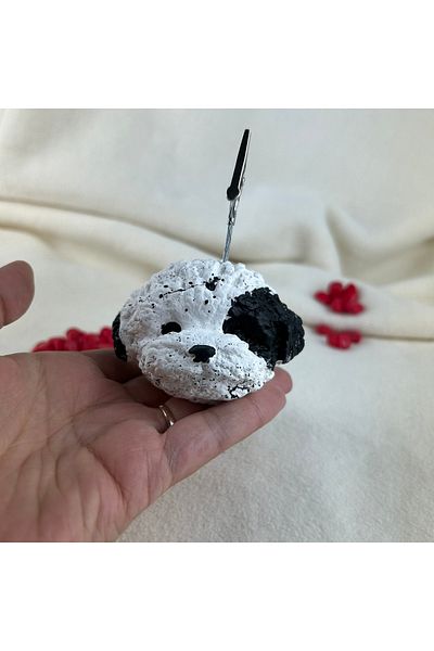 Melouro Black and White Spotted Dog Concrete Note Holder