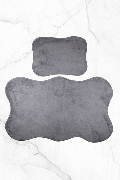 Butik 2'li 80x140 50x70 Cm Büyük Ebat Banyo Paspası Seti Kaymaz Tabanlı Kloze...