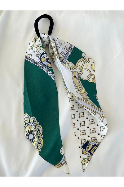 Rachel Green Chain Pattern Rubber Hair Clip with Scarf
