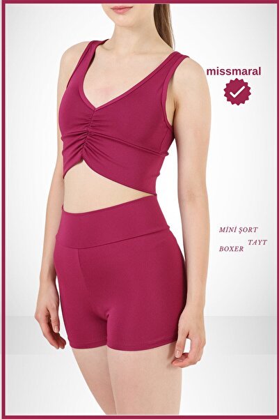 missmaral Γυναικείο Μίνι Σορτς Boxer Plum Ψηλόμεση Σύσφιξη Look 11080