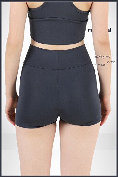 missmaral Women's Anthracite Mini Shorts Boxer High Waist Firming Fit Look 11080