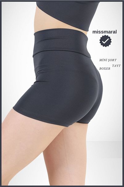 missmaral Women's Anthracite Mini Shorts Boxer High Waist Firming Fit Look 11080