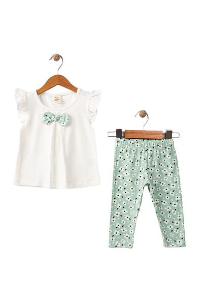 WOW LANUGO Baby Girl Summer Top and Bottom Set Patterned - Bow